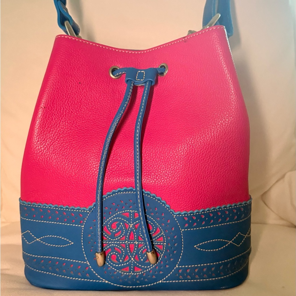 Vibrant Pink and Blue Designer Shoulder Bag